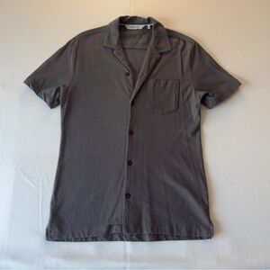 Kenneth Cole Short-Sleeve Button-Down Shirt in Charcoal